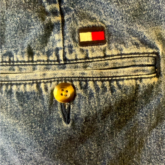TOMMY HILFIGER Vintage 90's Denim Pleated Shorts - Size 36 - Picture 3 of 4